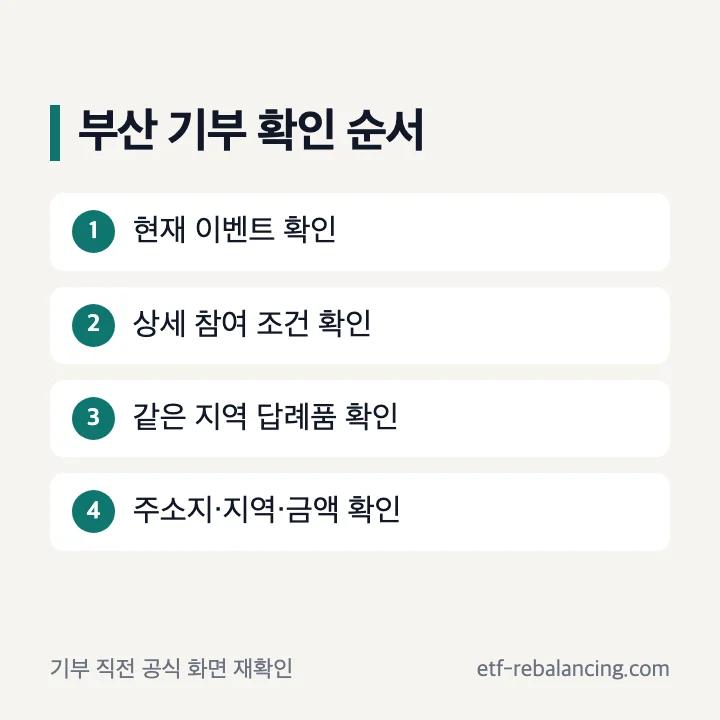 부산고향사랑기부제 이벤트 답례 확인부터 기부까지 순서
