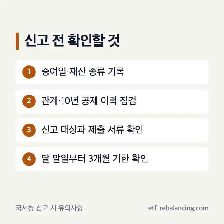 증여일 확인부터 증여세 신고 서류 점검까지 세 단계