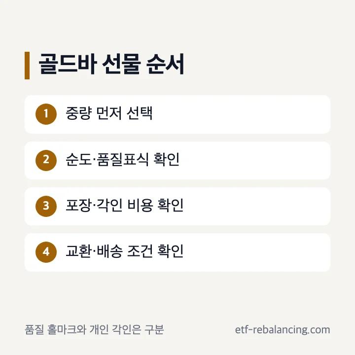 골드바 선물 중량 보증 포장 각인 확인 순서