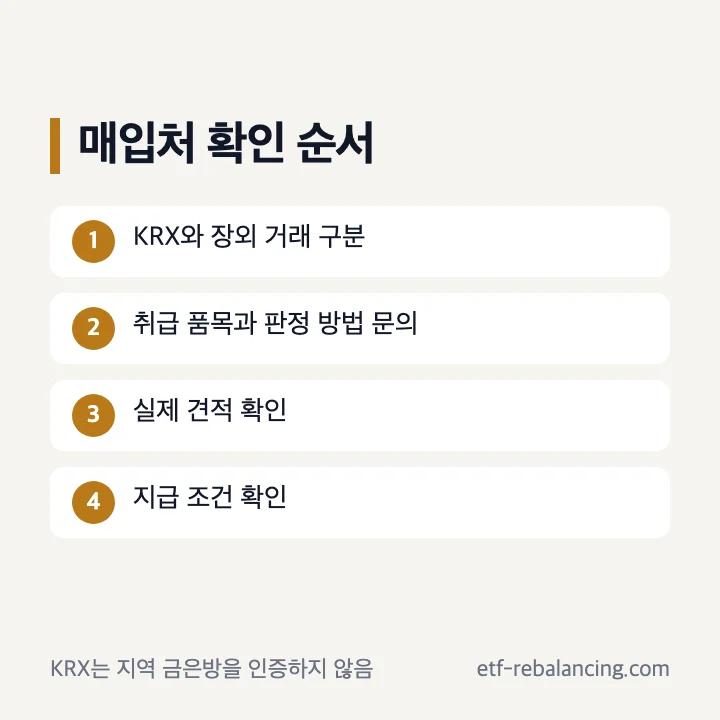 금 매입처와 금 파는 곳 선택 체크리스트