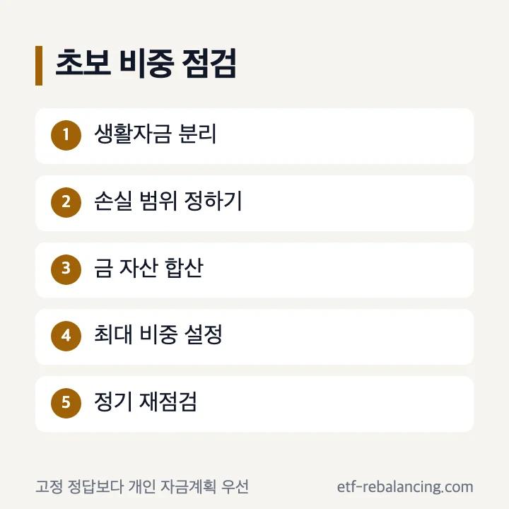 금투자 초보 비중 결정과 점검 순서