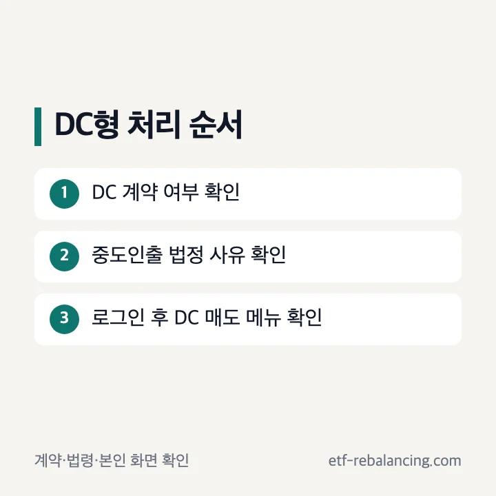 하나은행 퇴직연금 DC형 매도 중도인출 확인 순서