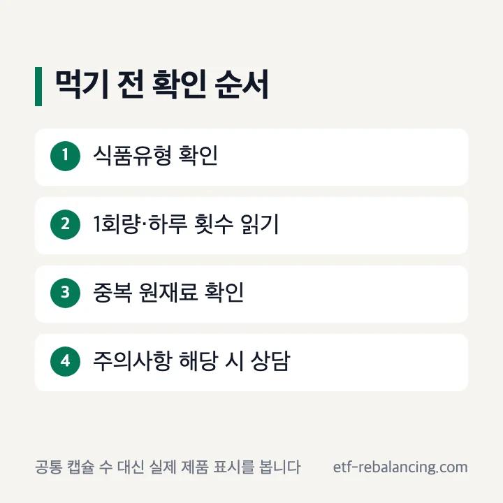 대마종자유 섭취 전 제품 표시량과 중복 제품을 확인하는 순서