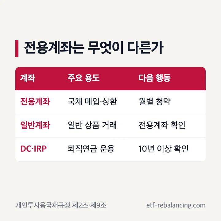 개인투자용국채 전용계좌의 용도와 일반계좌 차이