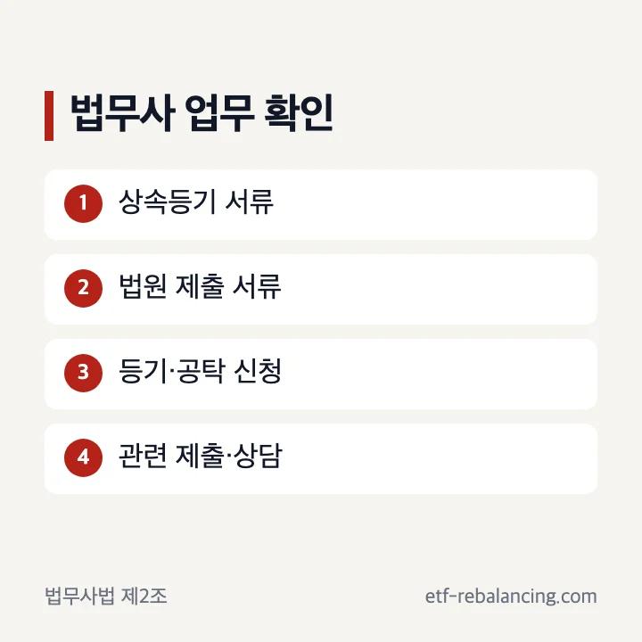 상속 법무사가 맡는 등기 서류 신청 제출 업무