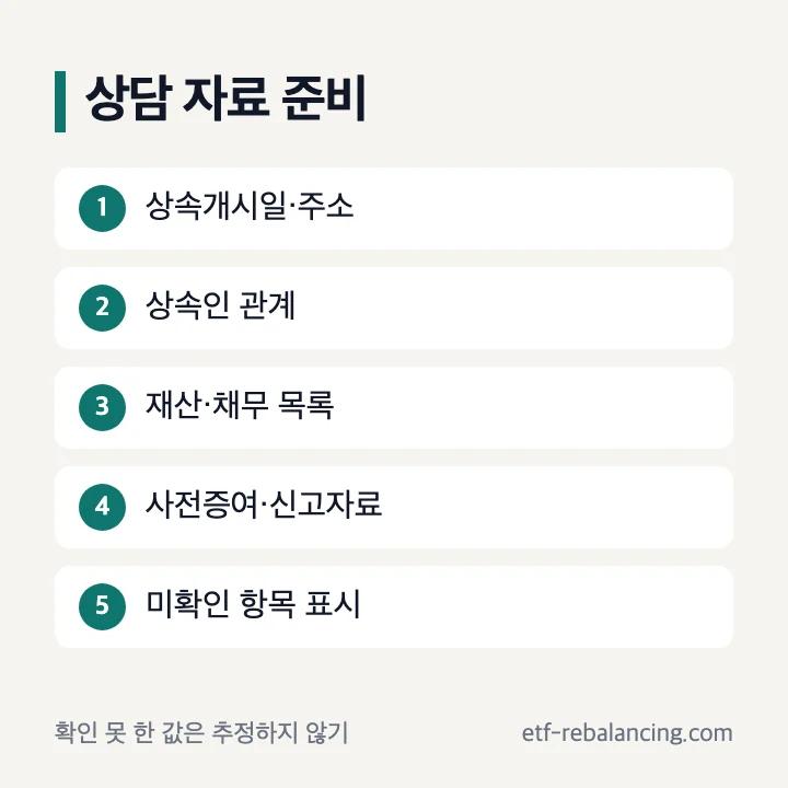 상속 세무사 상담 준비 자료 순서