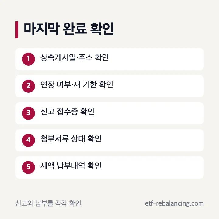 상속세 신고와 납부 완료 확인 목록
