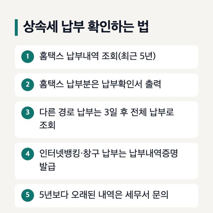 상속세 납부 확인하는 법 순서