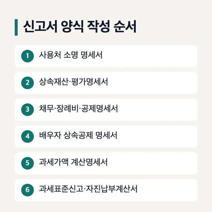 상속세 신고서 양식 작성 순서 6단계