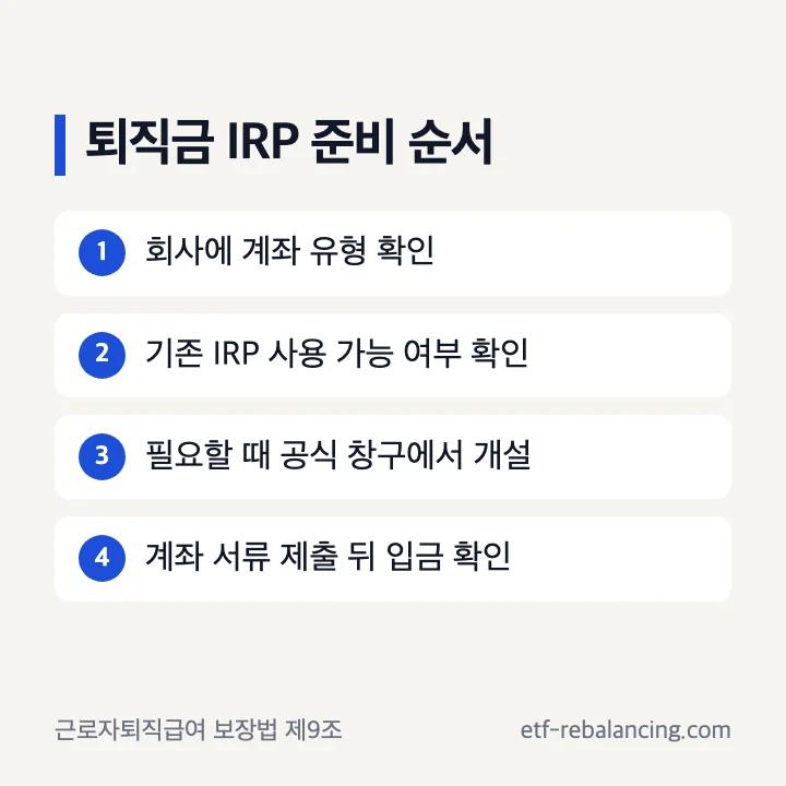 회사 확인부터 IRP계좌 개설과 퇴직금 입금까지 흐름