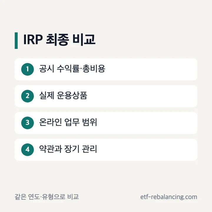 IRP 계좌 최종 비교 절차