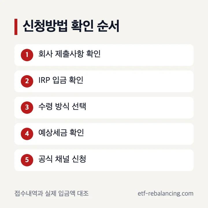 IRP 퇴직급여 입금 확인부터 수령 신청 완료까지 순서