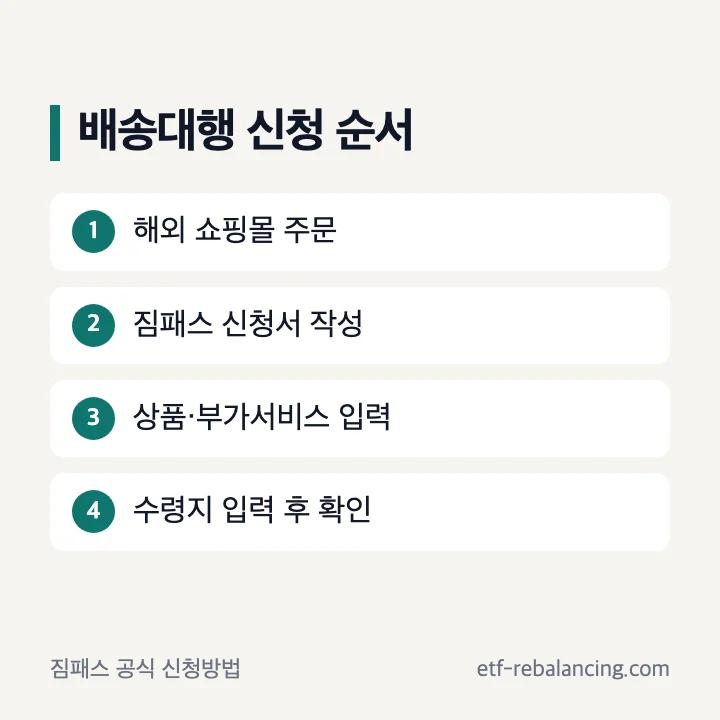 짐패스 배송대행 신청서 작성 순서