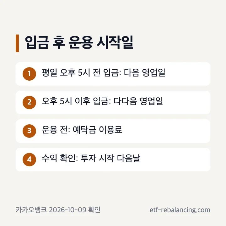 카카오뱅크 MMF 입금 시각별 운용 시작일
