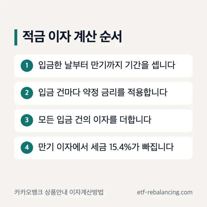 카카오뱅크 적금 이자 계산 순서
