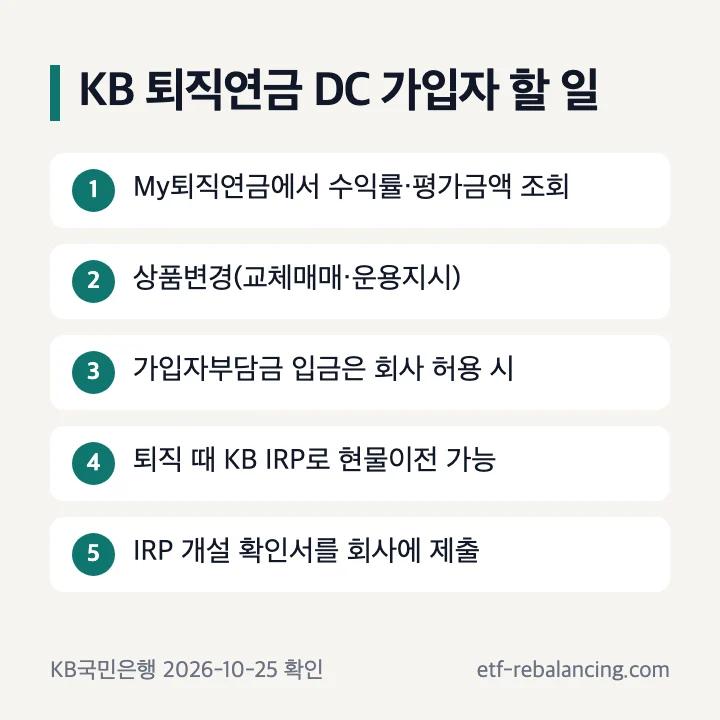 KB 퇴직연금 DC 가입자가 할 일 순서