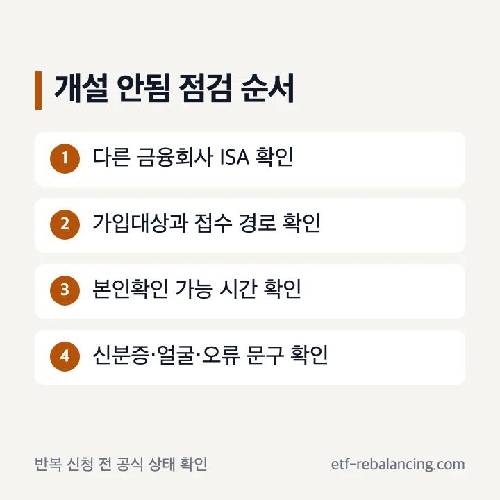 키움증권 ISA 계좌 개설 안됨 점검 순서