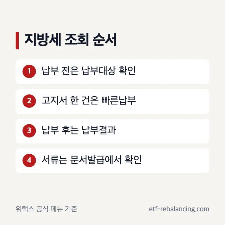 지방세 납부 전 조회와 납부 후 결과 확인 경로
