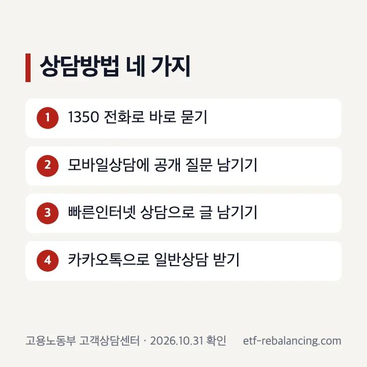 고용노동부 실업급여 상담방법 네 가지
