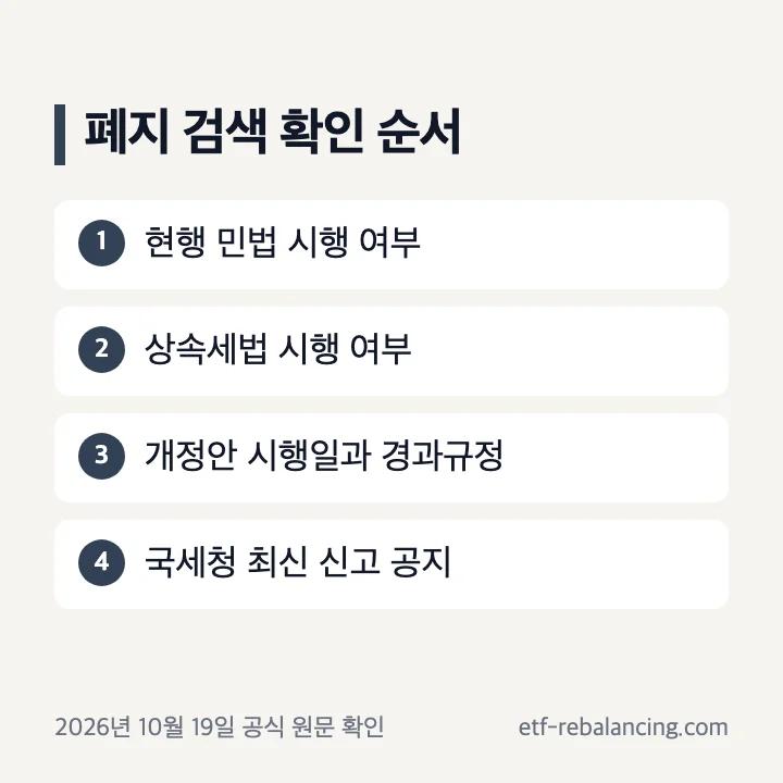 부모재산상속폐지 검색과 현행 법령 확인
