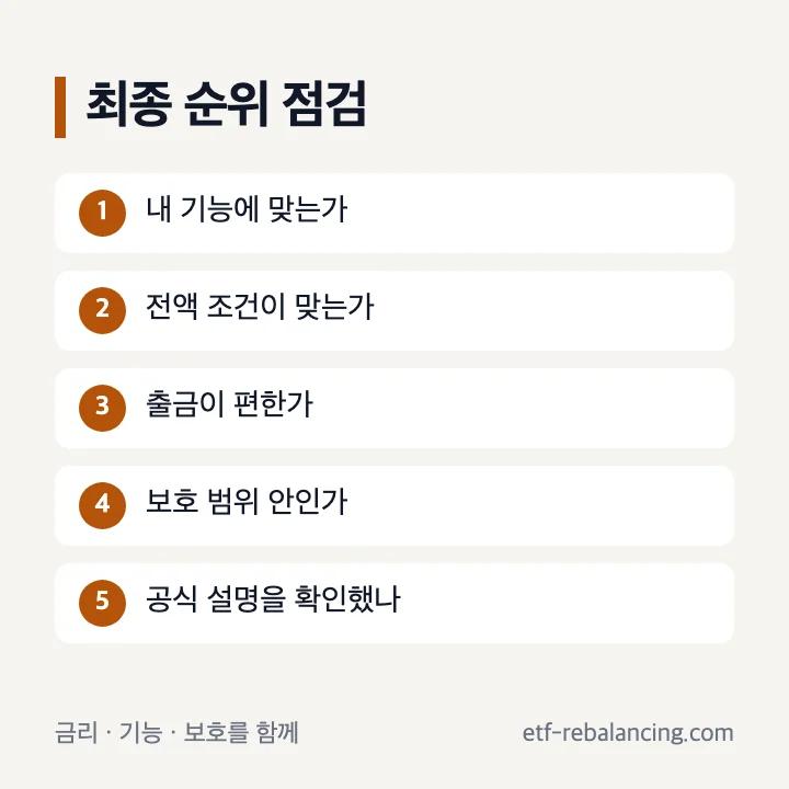 파킹통장 추천 순위 예금자보호와 출금 조건 확인