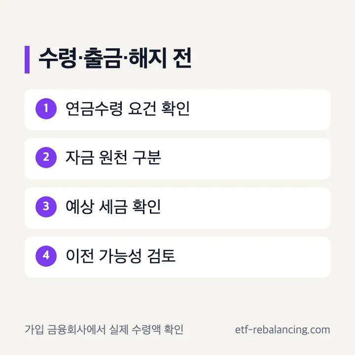 연금저축펀드 연금수령 출금 해지 전 확인 항목