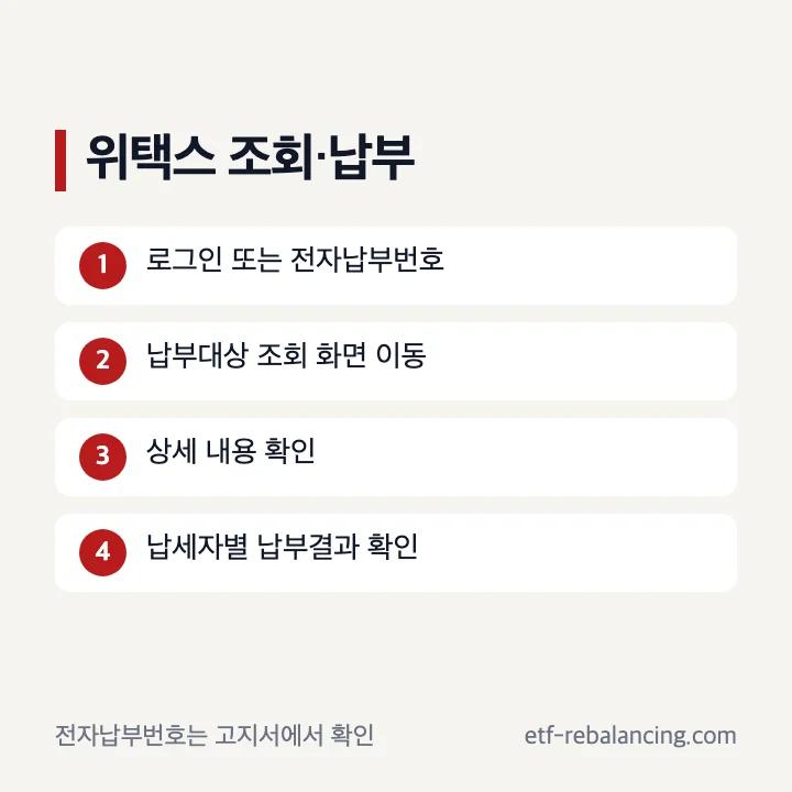 위택스 로그인 전자납부번호 납부대상 조회 납부결과 확인 순서
