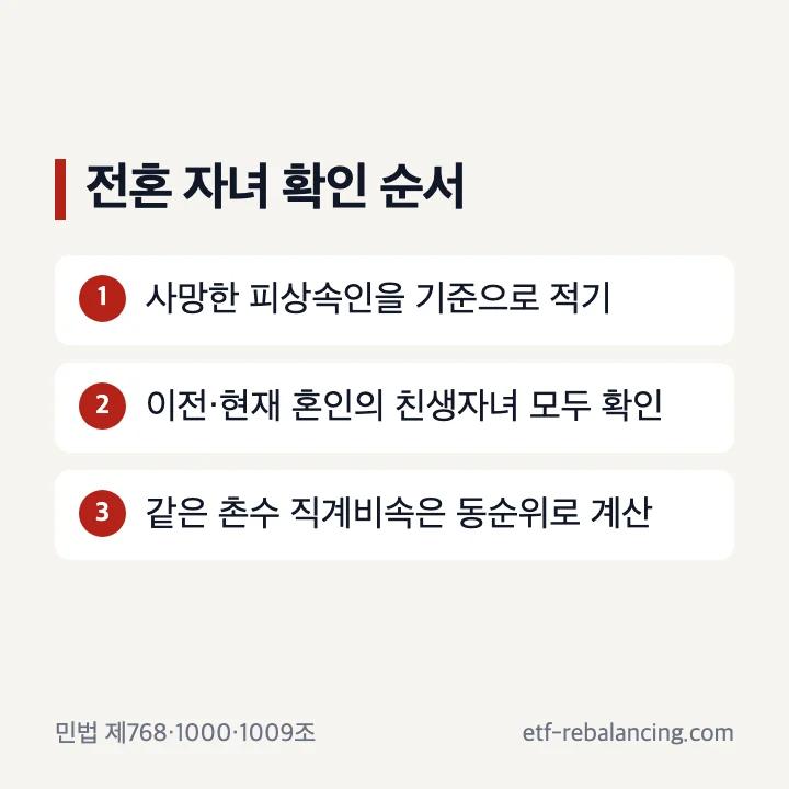 피상속인의 전혼 자녀가 직계비속으로 이어지는 관계도