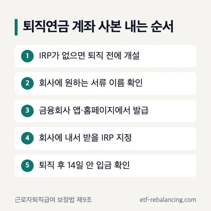 퇴직연금 계좌 사본 내는 순서