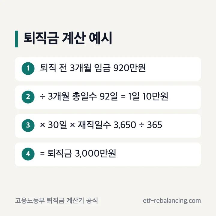 퇴직금 계산 예시 4단계
