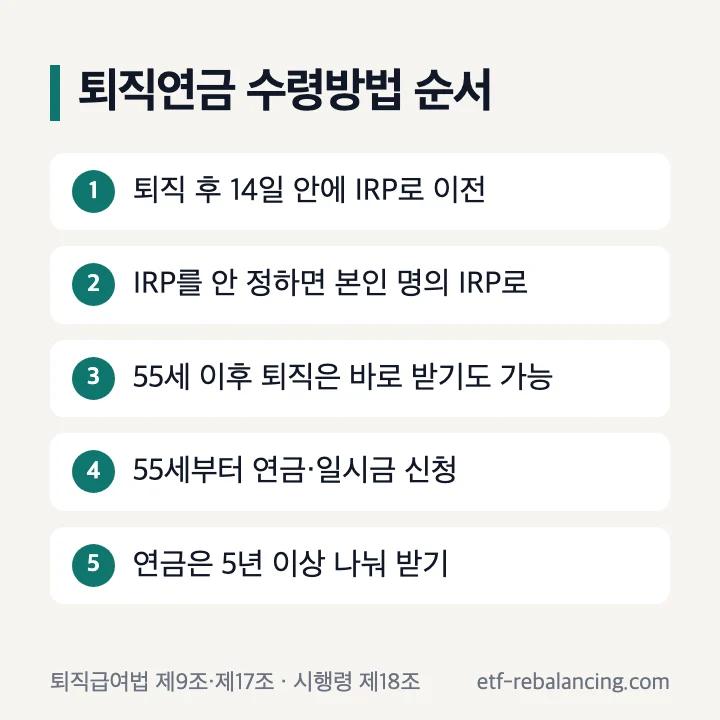 퇴직연금 수령방법 순서 5단계