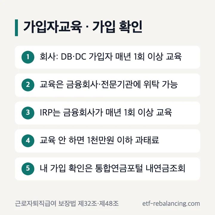 퇴직연금 가입자교육과 가입 확인 방법
