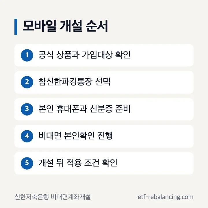 신한저축은행 참신한파킹통장 모바일 개설 순서
