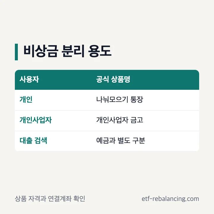 토스 비상금 통장과 나눠모으기 통장 구분