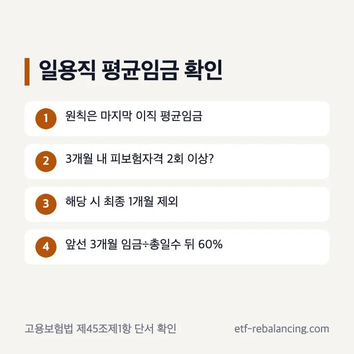 일용직 실업급여 평균임금의 원칙과 피보험자격 2회 이상일 때 산정기간