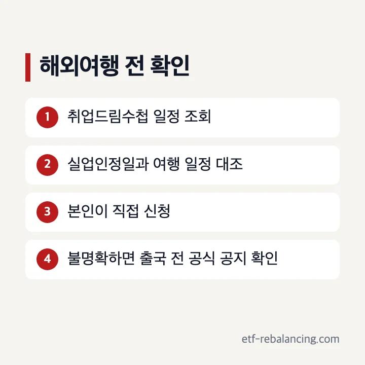 해외여행 전 실업인정 일정과 수급기간 조회