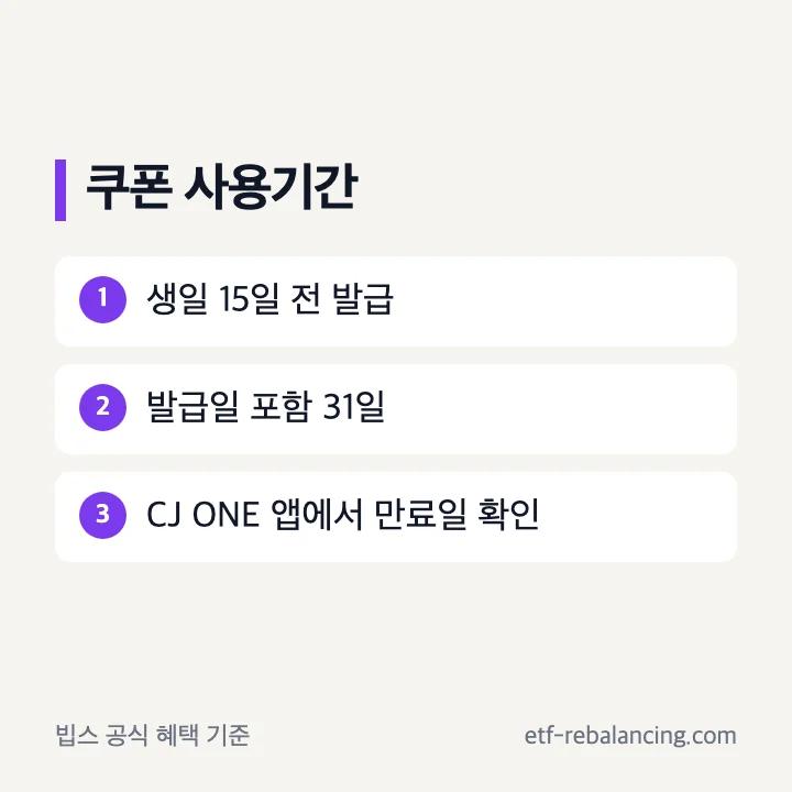 생일 15일 전 발급과 31일 사용기간