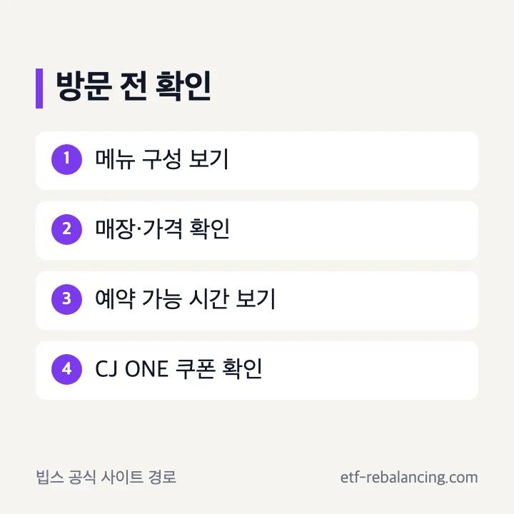 빕스 메뉴 매장 예약 기프트카드 확인 순서