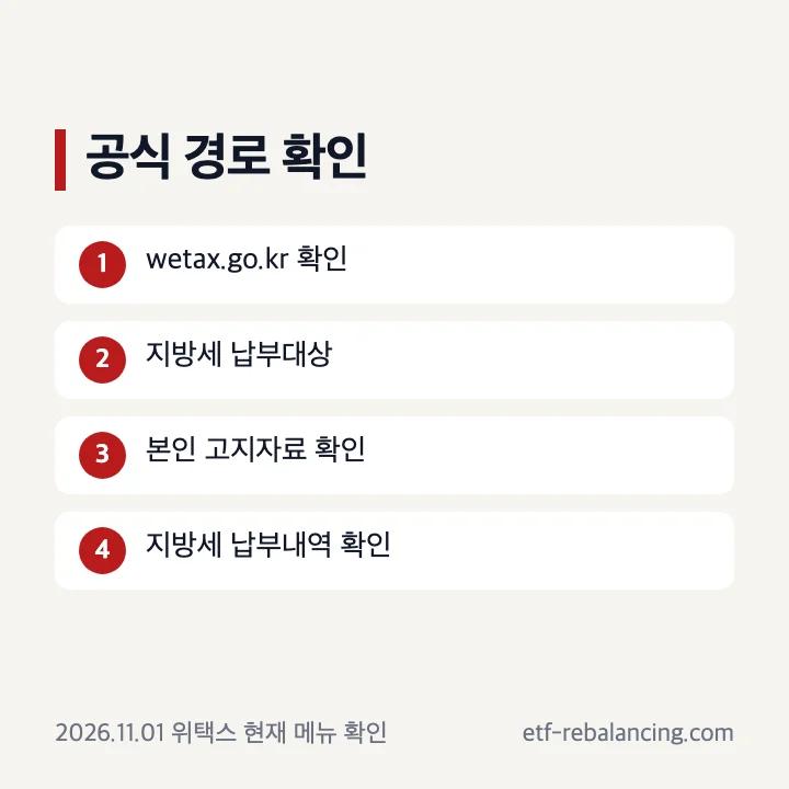 위택스 공식 주소와 현재 납부 메뉴 확인 순서