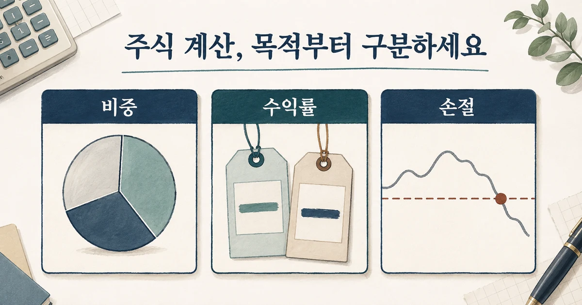 비중·수익률·손절은 목적과 입력 기준이 서로 다른 계산입니다.