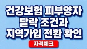 건강보험 피부양자 탈락 조건과 지역가입 전환 확인 3 건강보험 피부양자 탈락 조건과 지역가입 전환 확인