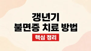 갱년기 불면증 치료 방법과 야간발한 관리 8 갱년기 불면증 치료 방법