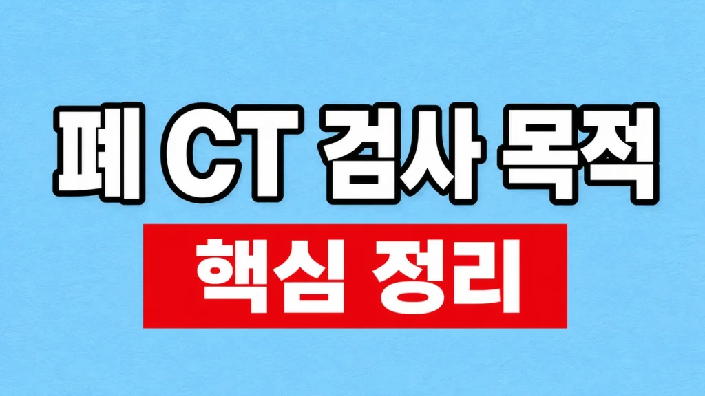 폐 CT 검사 목적과 저선량·조영 CT 차이 1 폐 CT 검사 목적