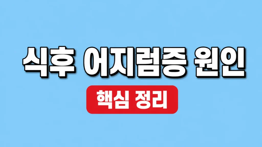 식후 어지럼증 원인