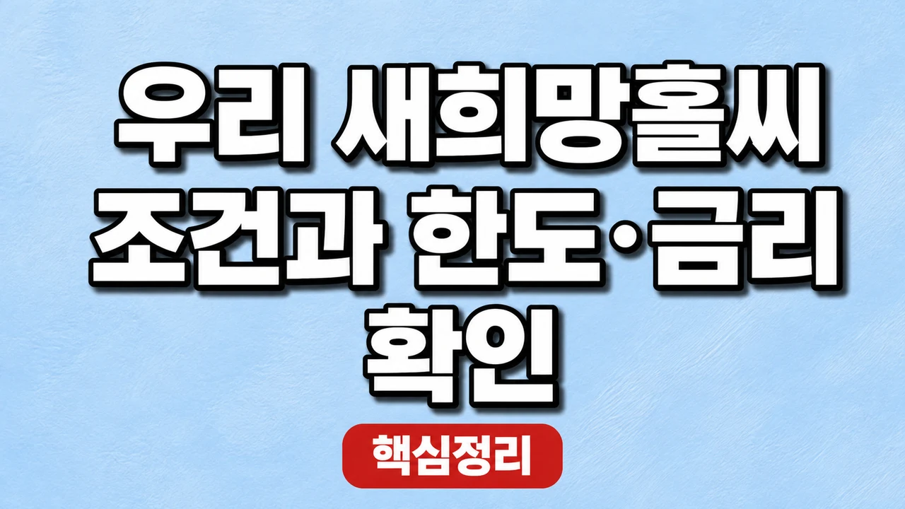우리 새희망홀씨 조건과 한도·금리 확인