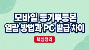 모바일 등기부등본 열람 방법과 PC 발급 차이