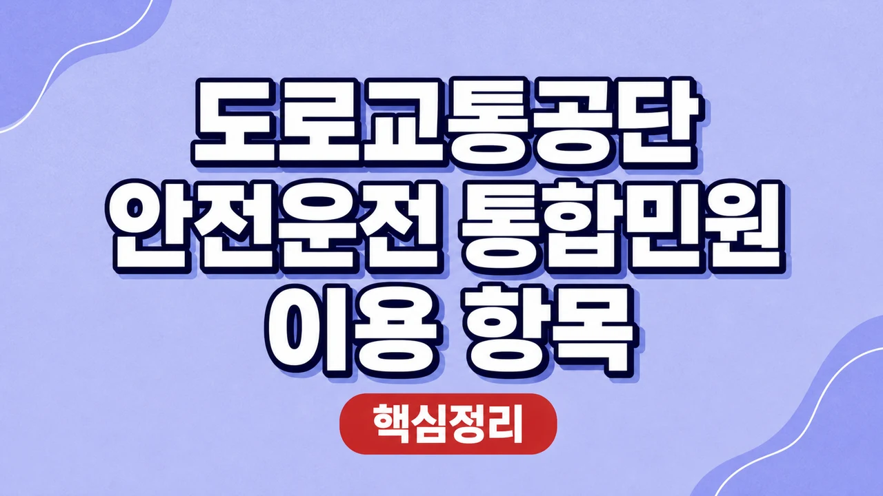 도로교통공단 안전운전 통합민원 이용 항목 1 도로교통공단 안전운전 통합민원 이용 항목
