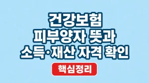 건강보험 피부양자 뜻과 소득·재산 자격 확인 4 건강보험 피부양자 뜻과 소득·재산 자격 확인