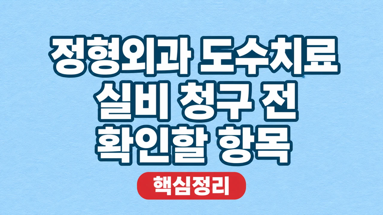 정형외과 도수치료 실비 청구 전 확인할 항목