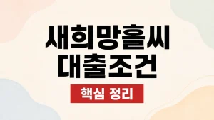 새희망홀씨 대출조건과 한도·은행별 심사 6 새희망홀씨 대출조건